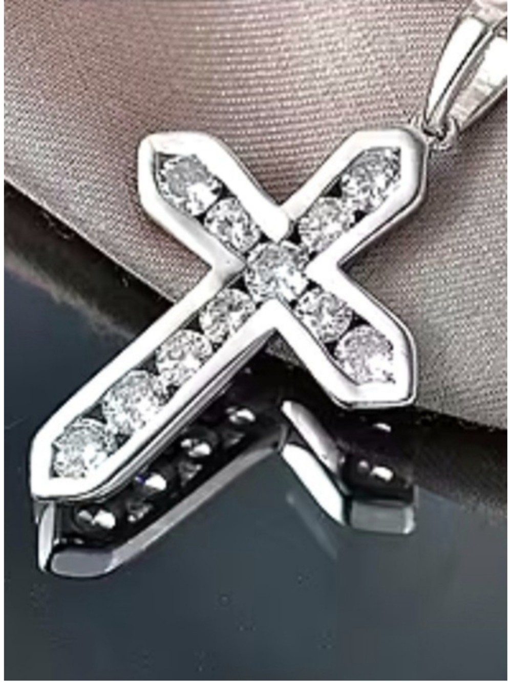 Platinum Over Sterling Silver CZ Cross 2.75 ctw